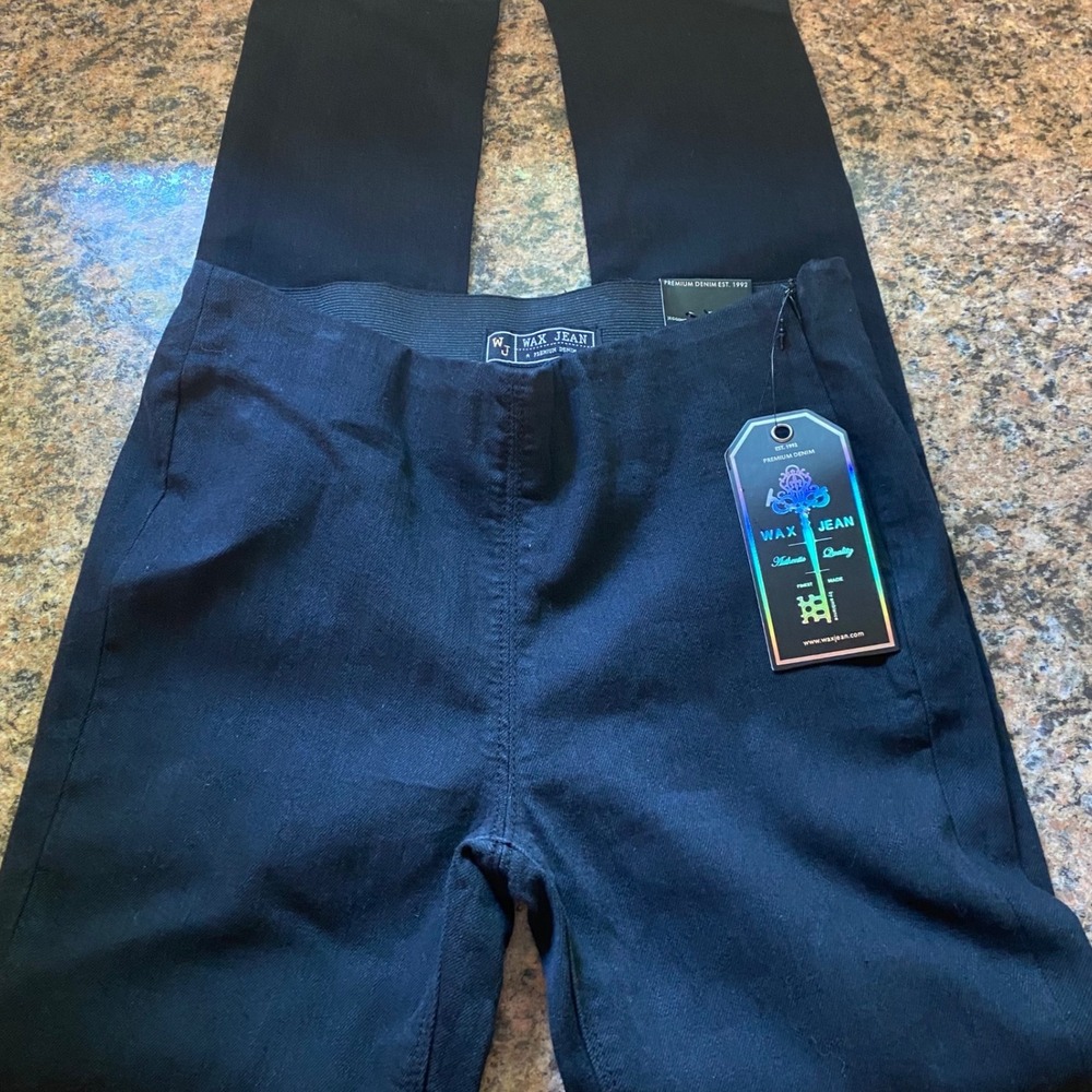 Wax Jean Women's Black Skinny Jeggings Side Zip Elastic Waist Size S NEW